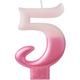 Metallic Dipped Pink Number 5 Birthday Candle 3 1/4in